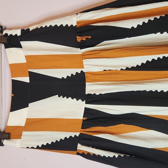 TRAFFIC PEOPLE Tiered Striped Black, White, & Brown Maxi Skirt, size S - Picture 2 of 10